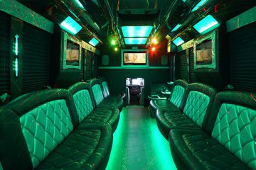 Party bus interior with led lights