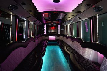 Leather seats in party bus, Broomfield