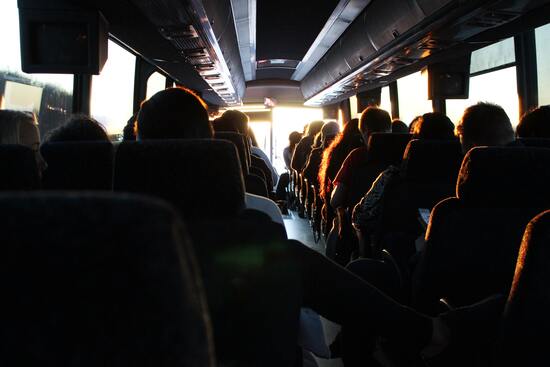 Spacious bus interior